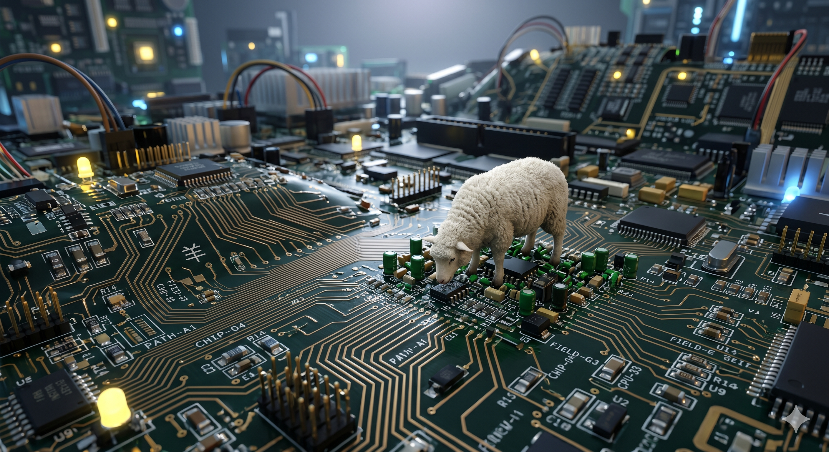 A flock of sheep, gently herded